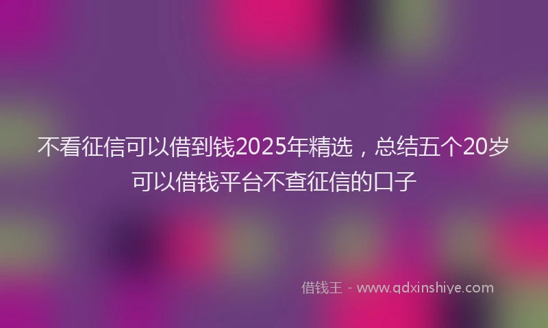 不看征信可以借到钱2025年精选，总结五个20岁可以借钱平台不查征信的口子