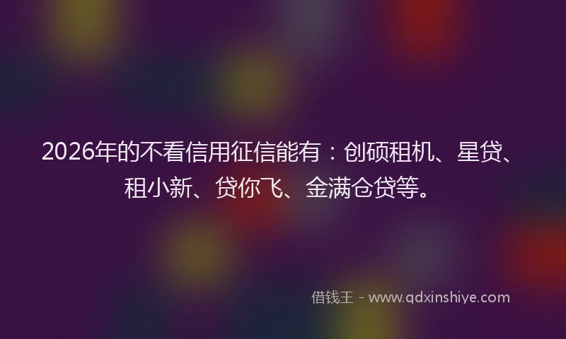 2026年的不看信用征信能有：创硕租机、星贷、租小新、贷你飞、金满仓贷等。