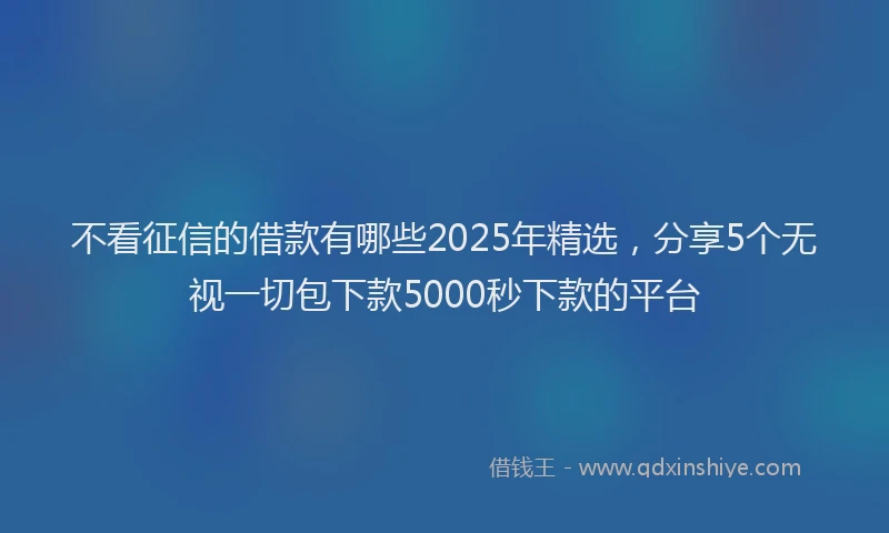 不看征信的借款有哪些2025年精选，分享5个无视一切包下款5000秒下款的平台