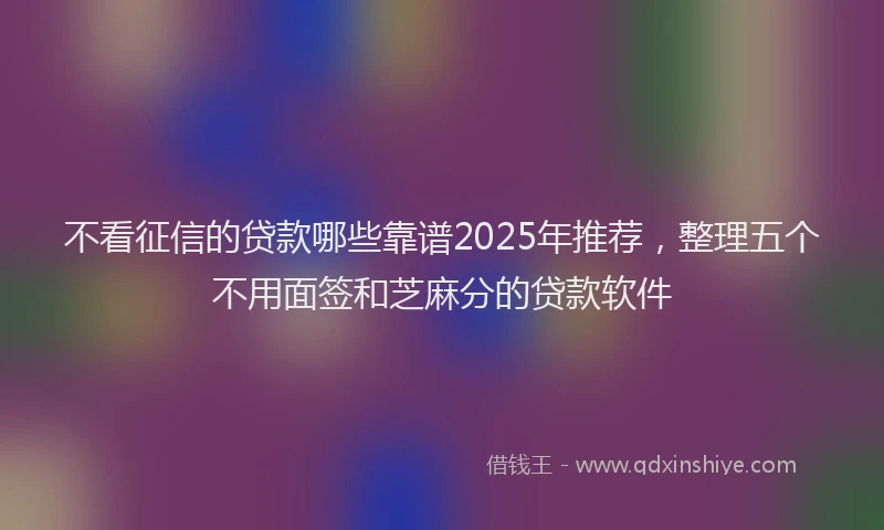 不看征信的贷款哪些靠谱2025年推荐，整理五个不用面签和芝麻分的贷款软件