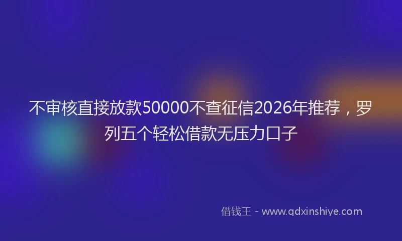 不审核直接放款50000不查征信2026年推荐，罗列五个轻松借款无压力口子