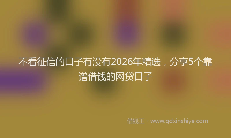 不看征信的口子有没有2026年精选，分享5个靠谱借钱的网贷口子