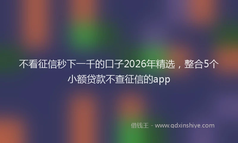 不看征信秒下一千的口子2026年精选，整合5个小额贷款不查征信的app