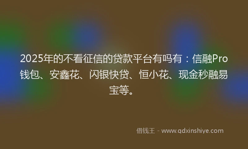 2025年的不看征信的贷款平台有吗有：信融Pro钱包、安鑫花、闪银快贷、恒小花、现金秒融易宝等。