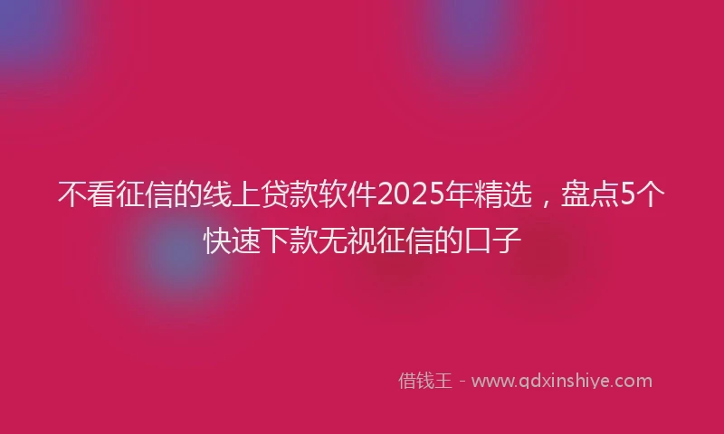 不看征信的线上贷款软件2025年精选，盘点5个快速下款无视征信的口子