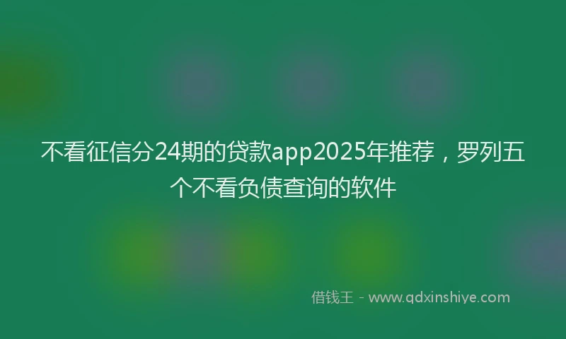 不看征信分24期的贷款app2025年推荐,罗列五个不看负债查询的软件