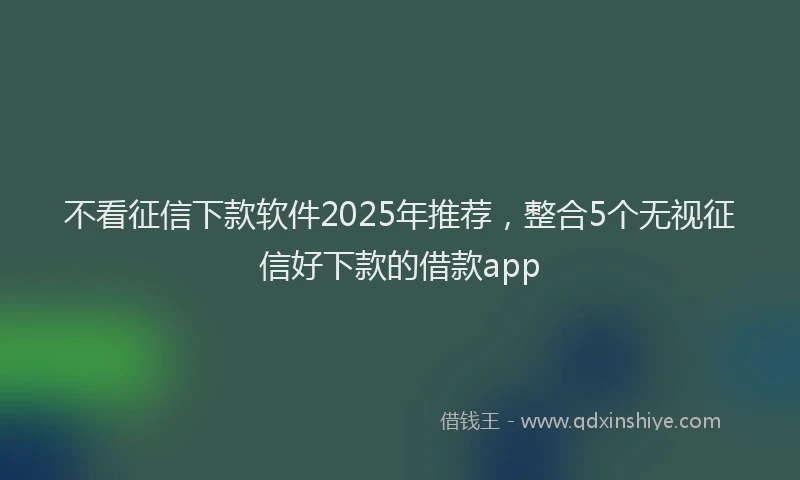 不看征信下款软件2025年推荐，整合5个无视征信好下款的借款app