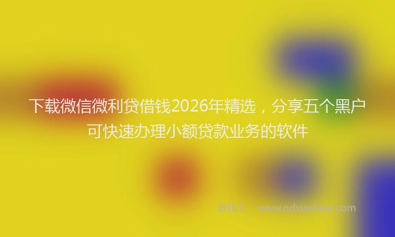 下载微信微利贷借钱2026年精选，分享五个黑户可快速办理小额贷款业务的软件