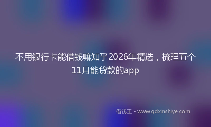 不用银行卡能借钱嘛知乎2026年精选，梳理五个11月能贷款的app
