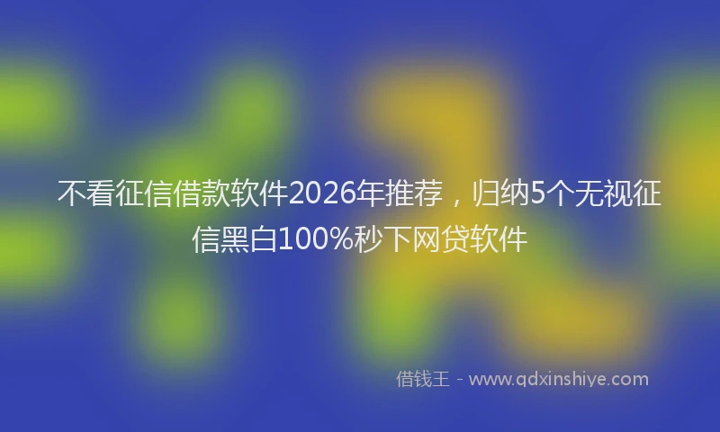 不看征信借款软件2026年推荐，归纳5个无视征信黑白100%秒下网贷软件