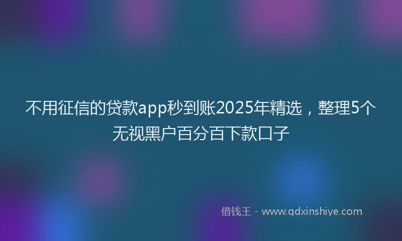 不用征信的贷款app秒到账2025年精选，整理5个无视黑户百分百下款口子