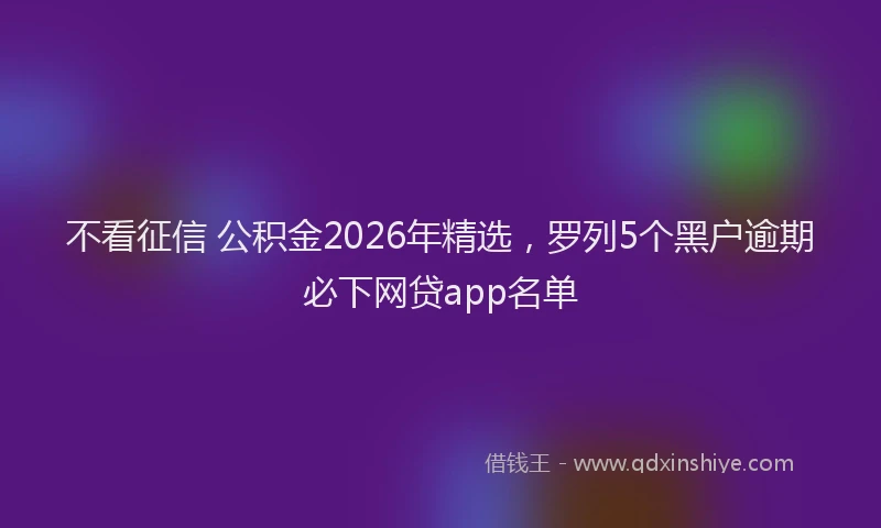 不看征信 公积金2026年精选，罗列5个黑户逾期必下网贷app名单
