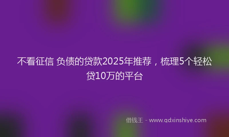 不看征信 负债的贷款2025年推荐，梳理5个轻松贷10万的平台