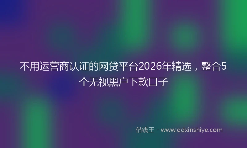不用运营商认证的网贷平台2026年精选，整合5个无视黑户下款口子