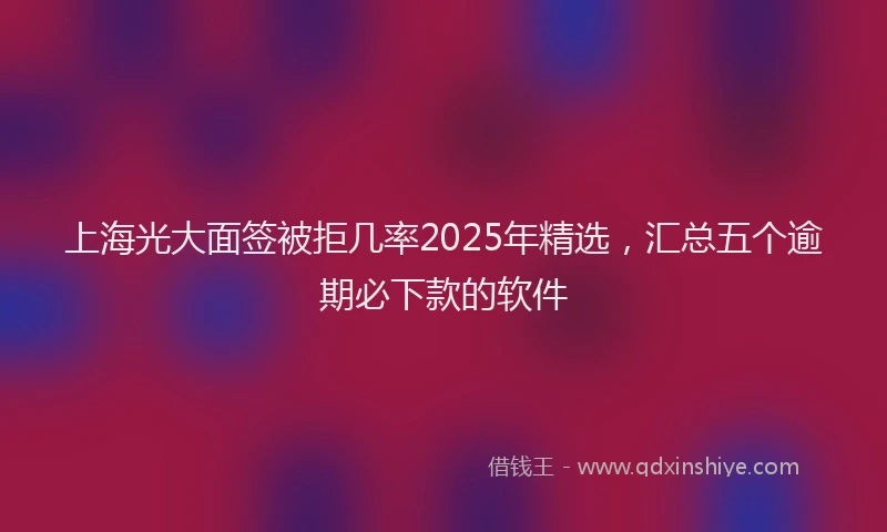 上海光大面签被拒几率2025年精选，汇总五个逾期必下款的软件