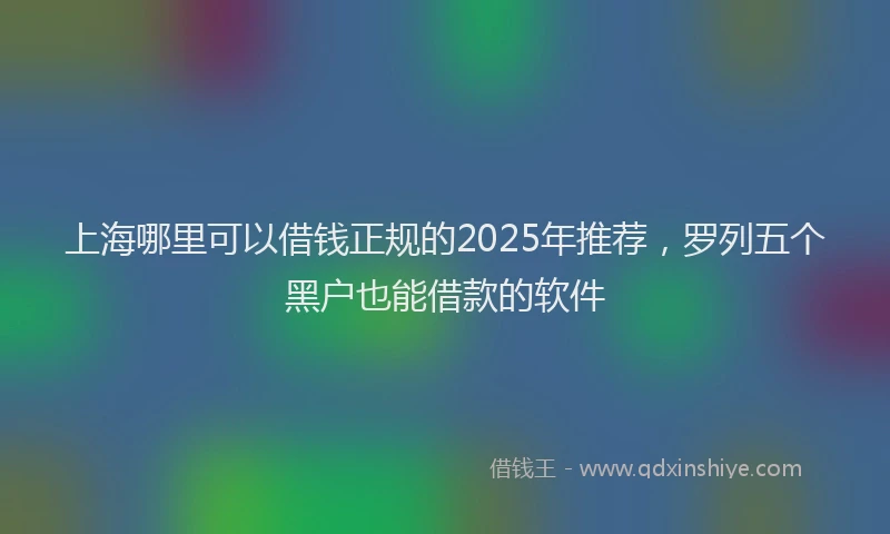 上海哪里可以借钱正规的2025年推荐，罗列五个黑户也能借款的软件
