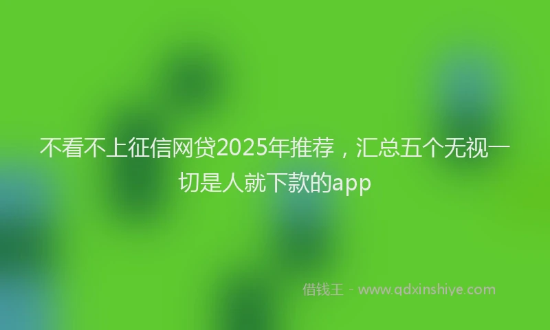 不看不上征信网贷2025年推荐，汇总五个无视一切是人就下款的app