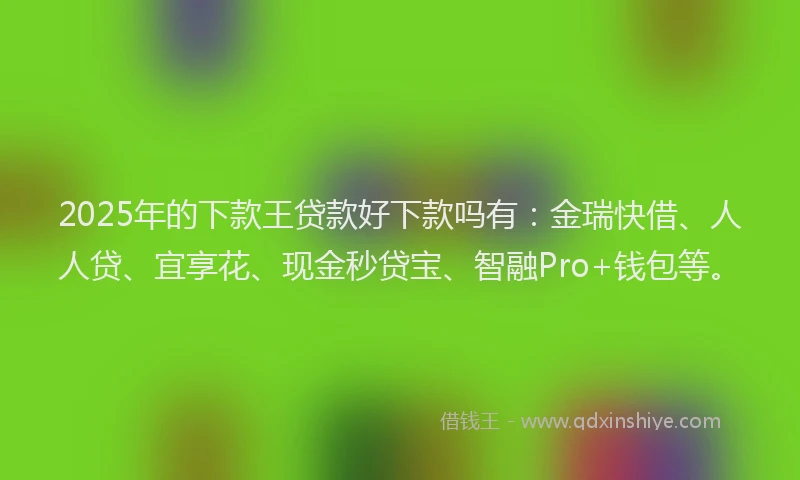 2025年的下款王贷款好下款吗有:金瑞快借、人人贷、宜享花、现金秒贷宝、智融Pro+钱包等。