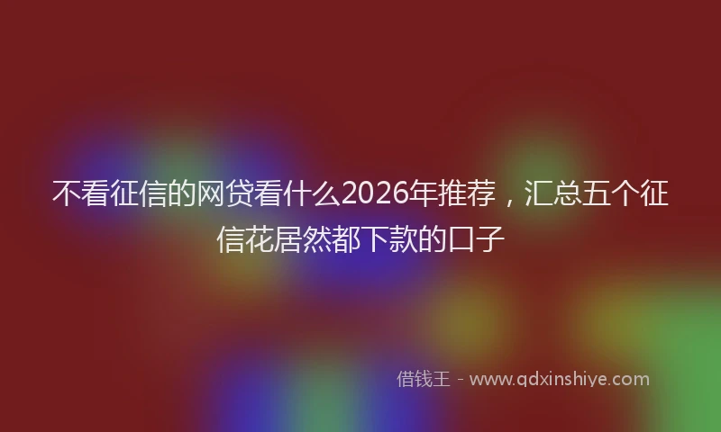 不看征信的网贷看什么2026年推荐，汇总五个征信花居然都下款的口子