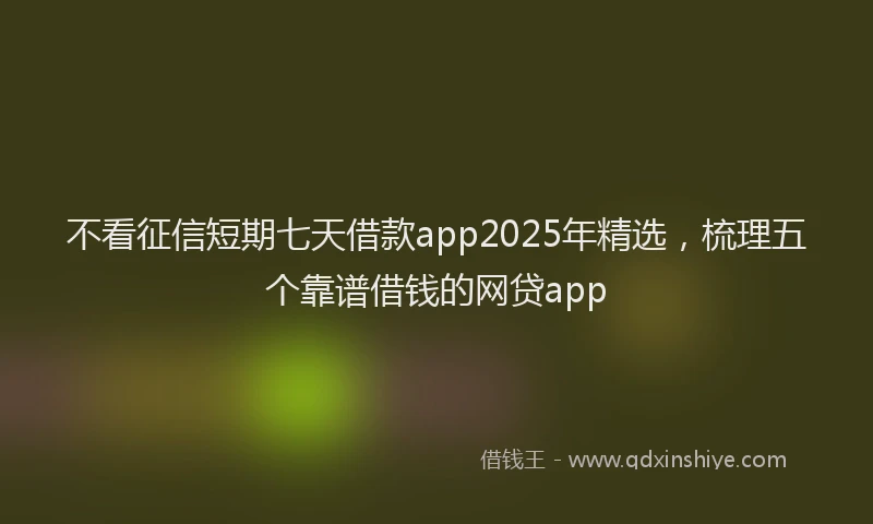 不看征信短期七天借款app2025年精选，梳理五个靠谱借钱的网贷app