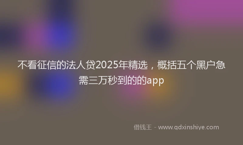 不看征信的法人贷2025年精选，概括五个黑户急需三万秒到的的app