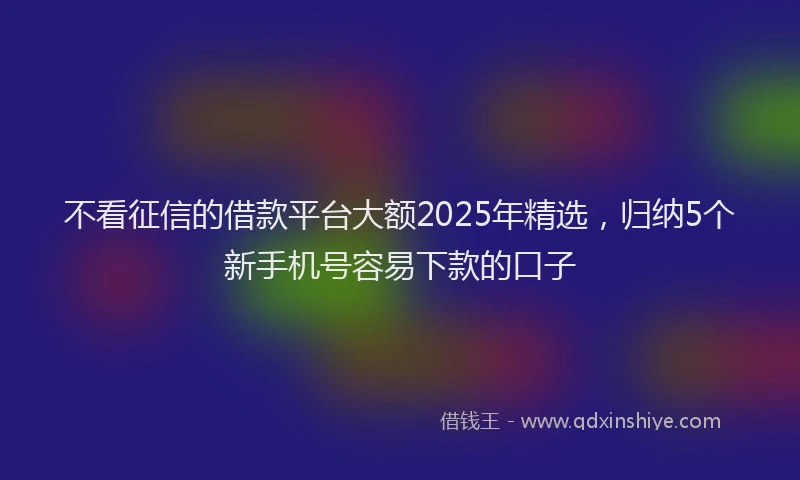 不看征信的借款平台大额2025年精选，归纳5个新手机号容易下款的口子