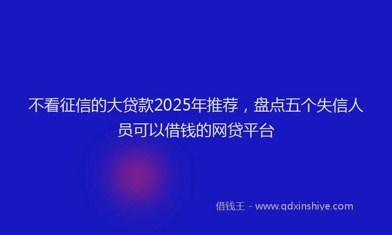 不看征信的大贷款2025年推荐，盘点五个失信人员可以借钱的网贷平台