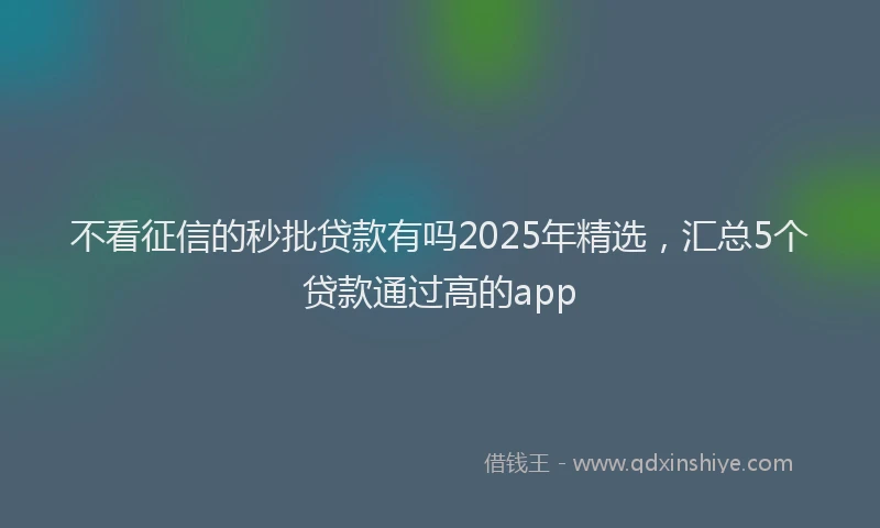 不看征信的秒批贷款有吗2025年精选,汇总5个贷款通过高的app