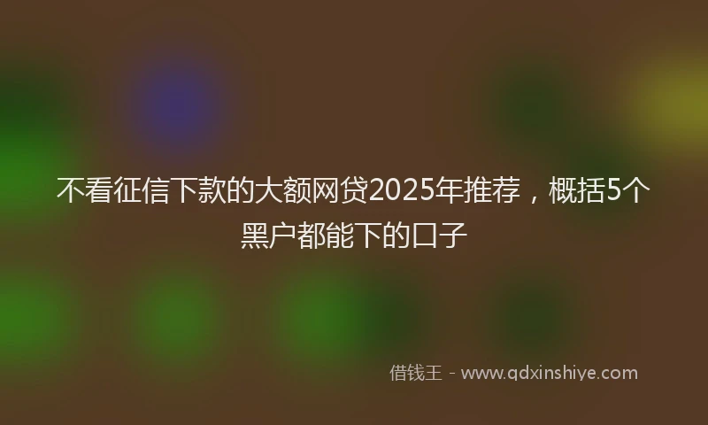 不看征信下款的大额网贷2025年推荐，概括5个黑户都能下的口子