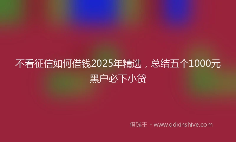 不看征信如何借钱2025年精选，总结五个1000元黑户必下小贷