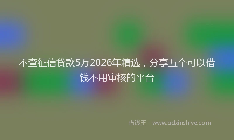不查征信贷款5万2026年精选，分享五个可以借钱不用审核的平台