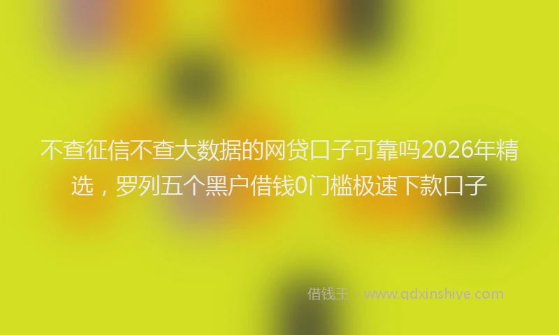 不查征信不查大数据的网贷口子可靠吗2026年精选，罗列五个黑户借钱0门槛极速下款口子