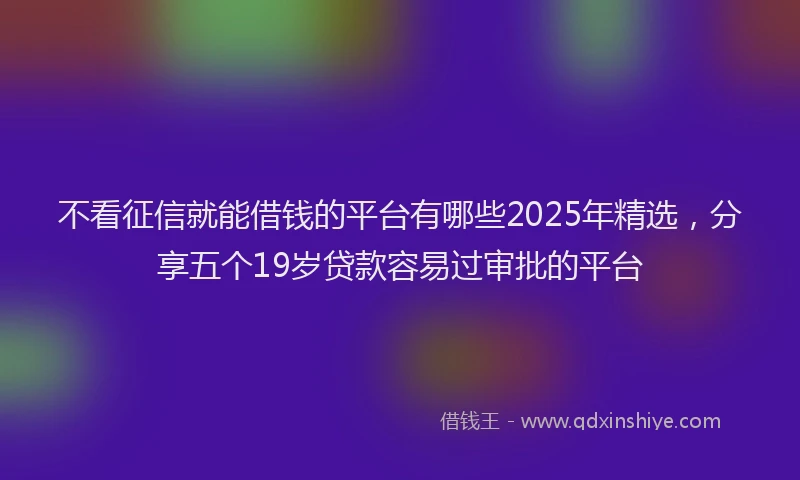 不看征信就能借钱的平台有哪些2025年精选，分享五个19岁贷款容易过审批的平台