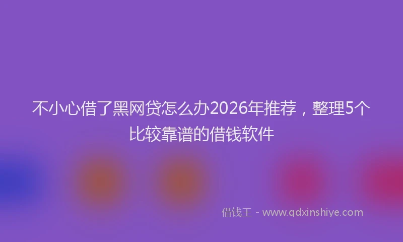 不小心借了黑网贷怎么办2026年推荐，整理5个比较靠谱的借钱软件