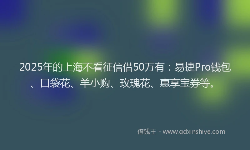 2025年的上海不看征信借50万有：易捷Pro钱包、口袋花、羊小购、玫瑰花、惠享宝券等。