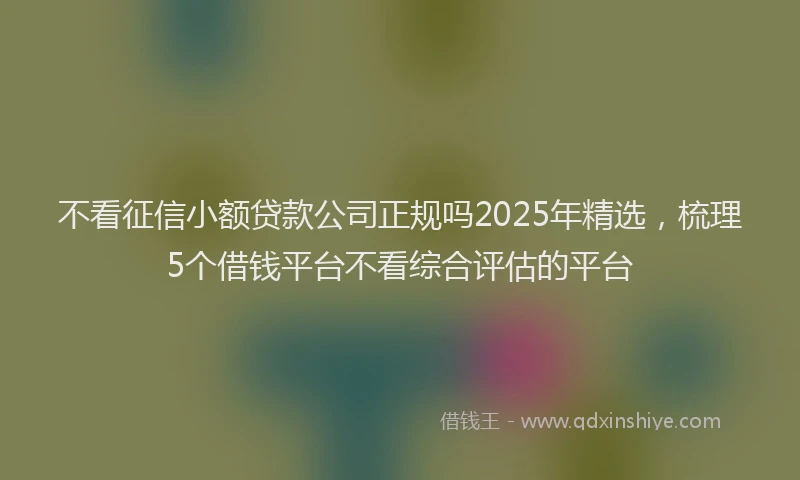 不看征信小额贷款公司正规吗2025年精选,梳理5个借钱平台不看综合评估的平台