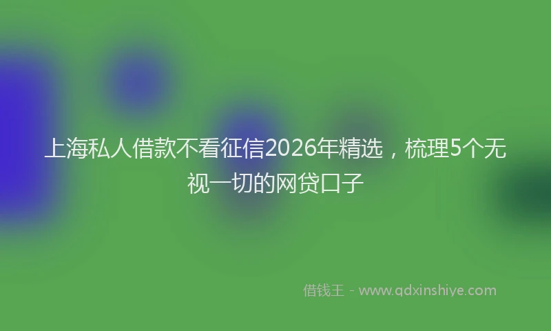 上海私人借款不看征信2026年精选，梳理5个无视一切的网贷口子