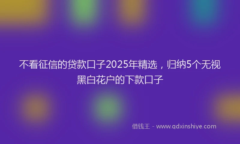 不看征信的贷款口子2025年精选，归纳5个无视黑白花户的下款口子