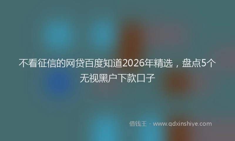 不看征信的网贷百度知道2026年精选，盘点5个无视黑户下款口子