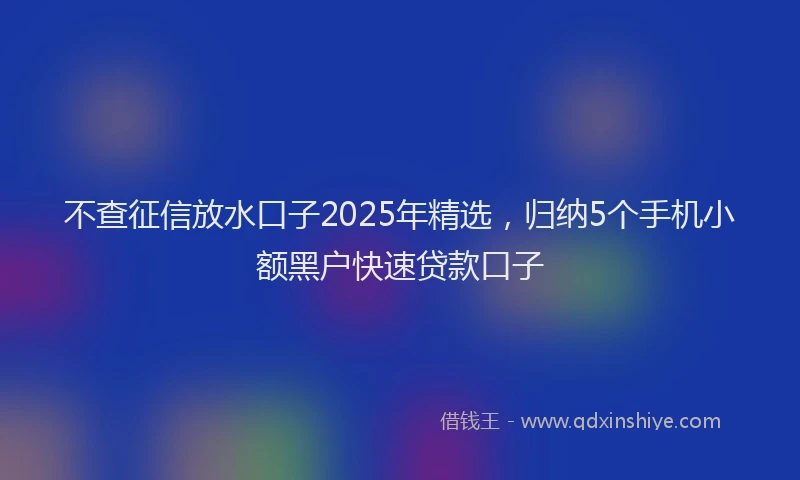 不查征信放水口子2025年精选，归纳5个手机小额黑户快速贷款口子