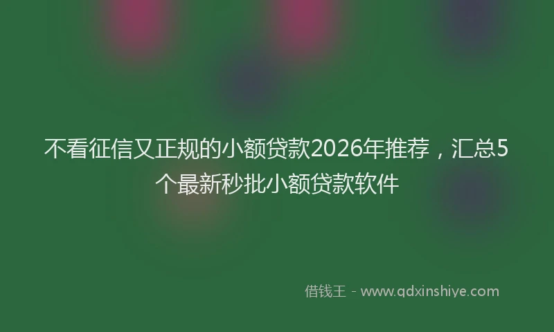 不看征信又正规的小额贷款2026年推荐，汇总5个最新秒批小额贷款软件