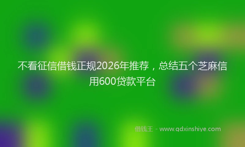 不看征信借钱正规2026年推荐，总结五个芝麻信用600贷款平台