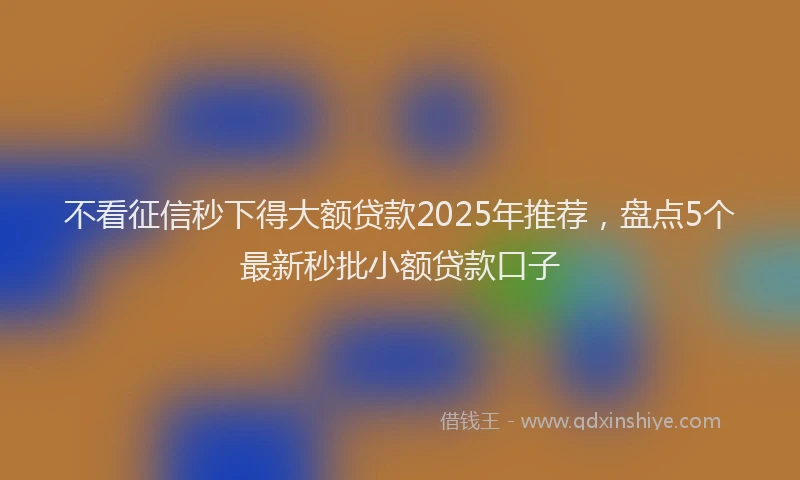 不看征信秒下得大额贷款2025年推荐，盘点5个最新秒批小额贷款口子