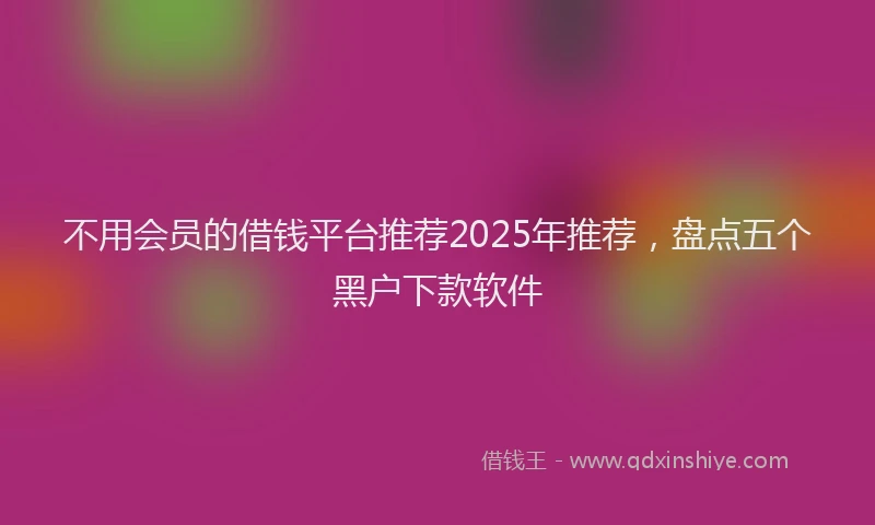 不用会员的借钱平台推荐2025年推荐,盘点五个黑户下款软件