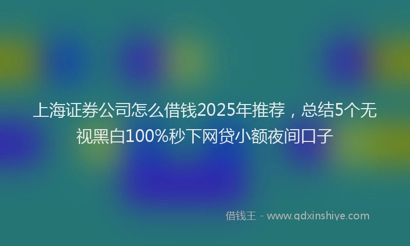 上海证券公司怎么借钱2025年推荐，总结5个无视黑白100%秒下网贷小额夜间口子