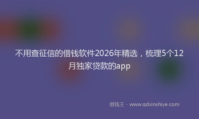 不用查征信的借钱软件2026年精选，梳理5个12月独家贷款的app