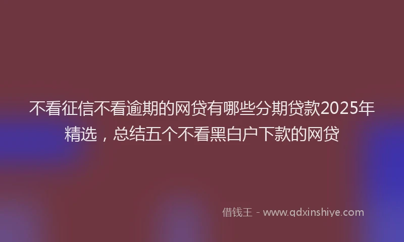 不看征信不看逾期的网贷有哪些分期贷款2025年精选，总结五个不看黑白户下款的网贷