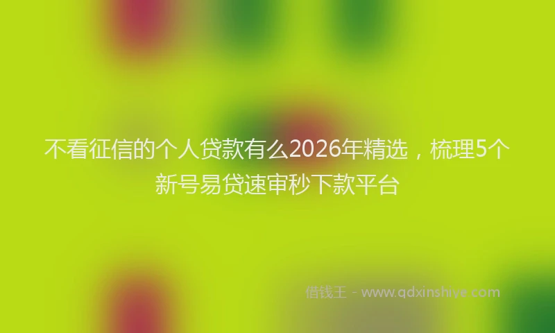 不看征信的个人贷款有么2026年精选，梳理5个新号易贷速审秒下款平台