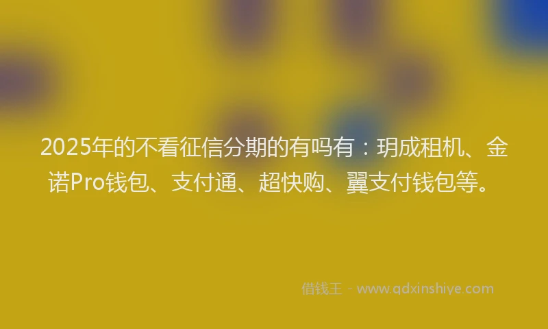 2025年的不看征信分期的有吗有：玥成租机、金诺Pro钱包、支付通、超快购、翼支付钱包等。