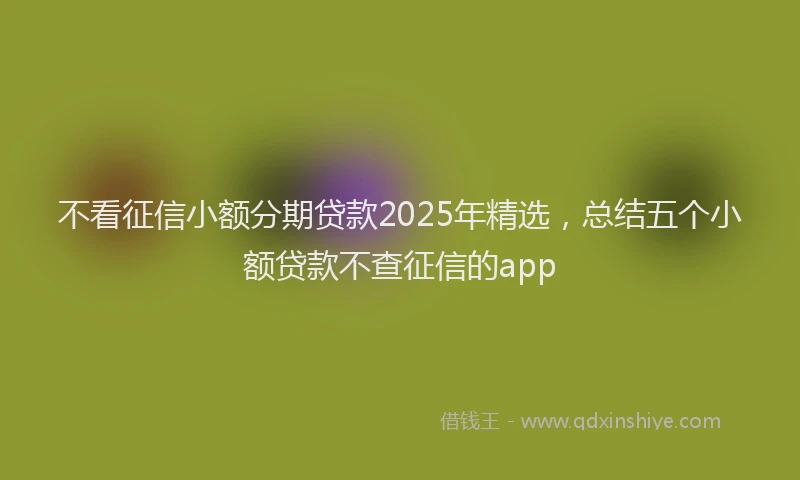 不看征信小额分期贷款2025年精选，总结五个小额贷款不查征信的app